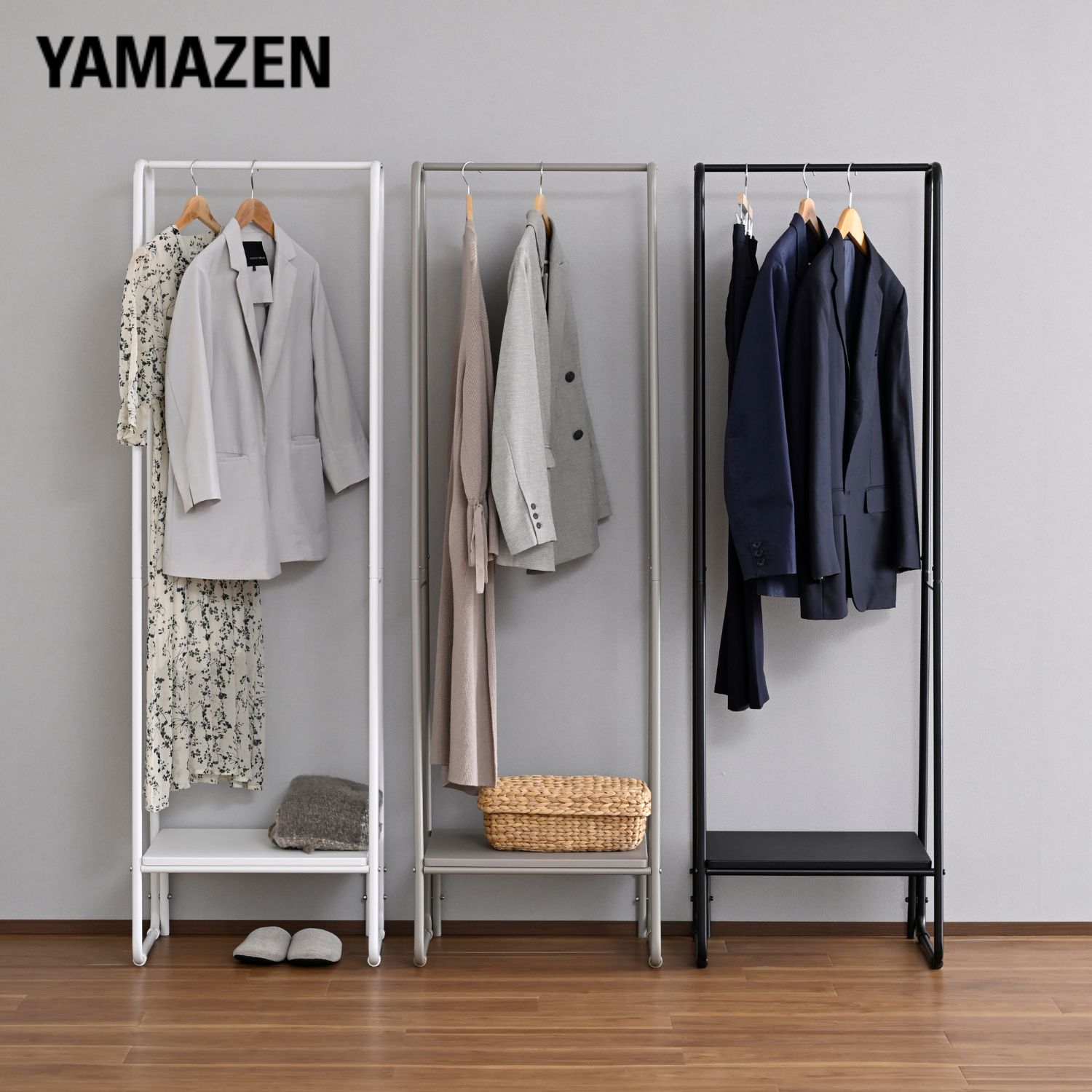 楽天市場】ハンガーラック シンプル 棚付き 幅51 奥行40 高さ164.5cm