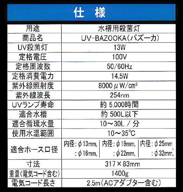 楽天市場 水槽用uv殺菌灯 Uvバズーカ 淡水 海水両用 Uv殺菌灯 紫外線殺菌灯 水質管理 アクアリウム ゼンスイ 送料無料 くらしのｅショップ