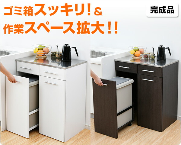 ダストボックス おしゃれ 2分別 完成品 45リットル レンジ台 ダスト