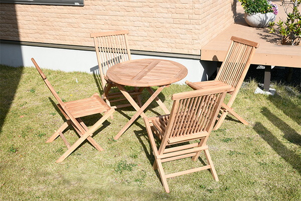 E Kurashi Five Points Of Garden Table Sets Folding Teak Tree 80cm