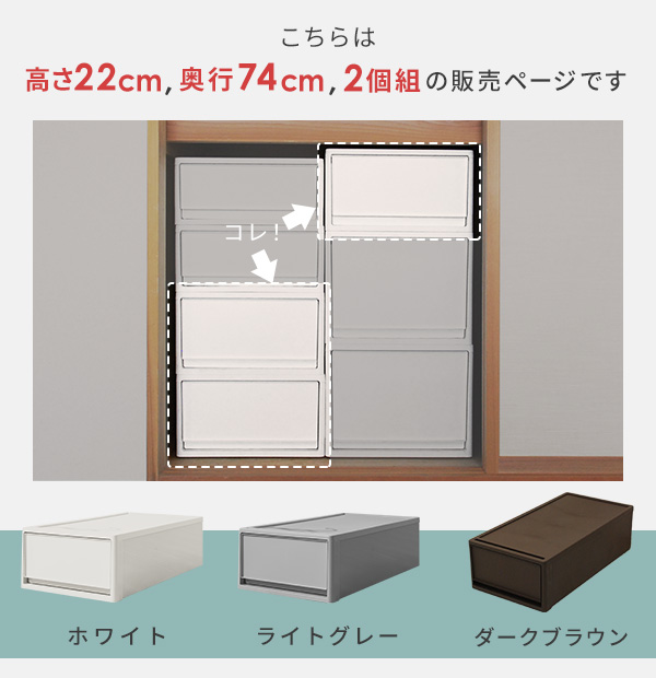 2個組 収納ケース 収納ボックス 幅39 奥行74 高さ22 Cm 中が透けない