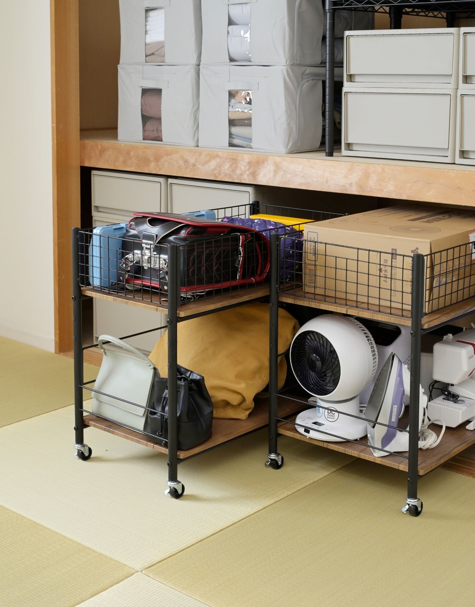 ラタン　ワゴン　収納　ラック　期間限定お値下げ中 ランドセルがピッタリ収まるワゴン E-Toko サイドラック JUT