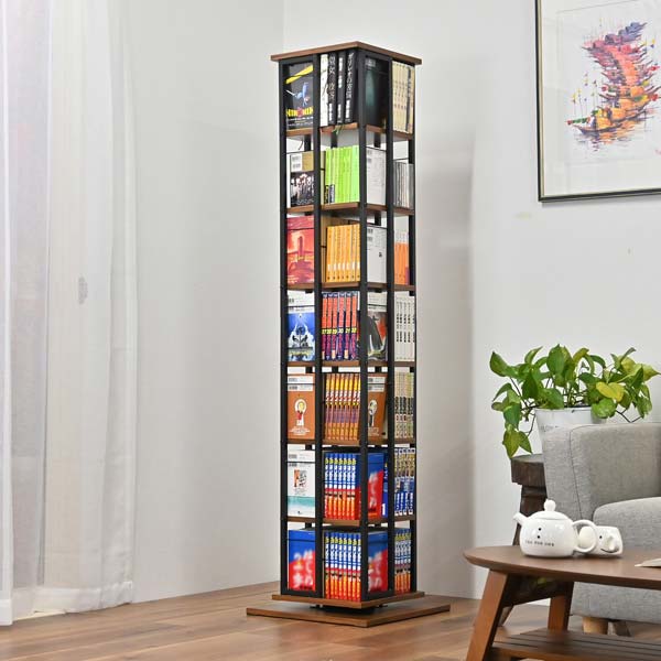 楽天市場】360度回転式コミックラック 7段 本棚 大容量 スリムCD収納