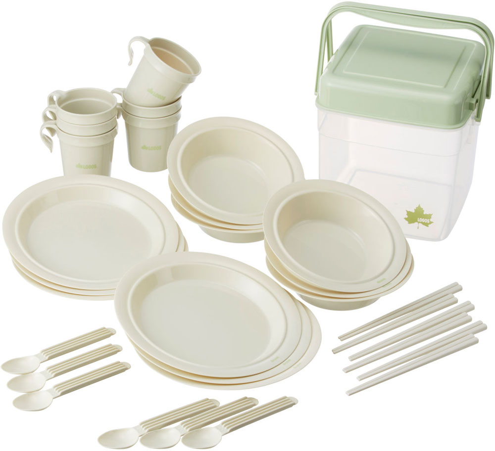 【マラソン期間中 1万円以上で500円OFFクーポン！】 ロゴス LOGOS アウトドア 箸付き食器セットBOX 6人用 81285028
