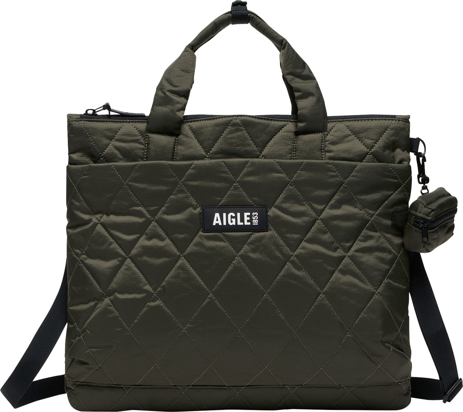 【マラソン期間中 1万円以上で500円OFFクーポン！】 エーグル AIGLE キルティング 2WAYショルダーバッグ 4L トートバッグ 取り外し可能ショルダーストラップ メッシュポケット 撥水 取り外し可能小型ポーチ メンズ レディース ZNHBN13｜山とアウトドアの店 山気分