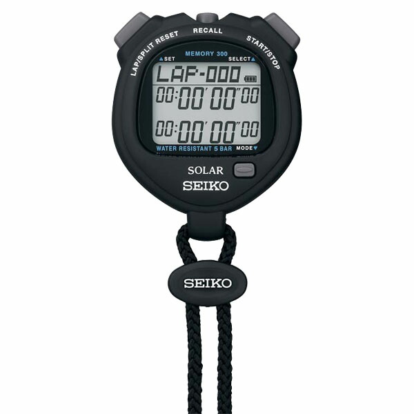 【マラソン期間中 1万円以上で500円OFFクーポン！】 セイコー SEIKO SOLER STANDARD ブラック 体育 競技一般用 ストップウオッチ ソーラー充電 タイマー 計測 ラップタイム スプリット 二段表示 サウンドオフ機能 SVAJ001
