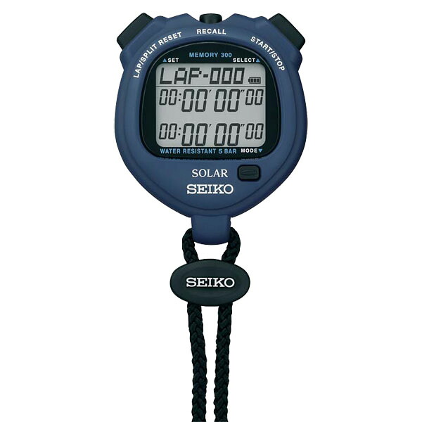【マラソン期間中 1万円以上で500円OFFクーポン！】 セイコー SEIKO SOLER STANDARD ブルー 体育 競技一般用 ストップウオッチ ソーラー充電 タイマー 計測 ラップタイム スプリット 二段表示 サウンドオフ機能 SVAJ005