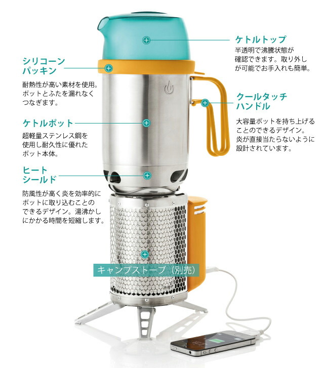 4年代序でから6日までpマキシマム10倍増し Biolite バイオ点灯器 アウトドアバイオライト 湯沸かしポット Biolite アウトドア サマーキャンプ ケトル ポット 割烹 什器 食事 属具 平鍋 なべ クッカー Acilemat Com