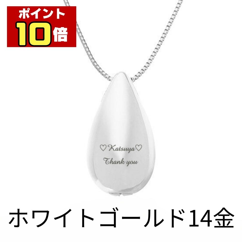 【ポイント10倍】 遺骨ペンダント 生活防水 名入れ 刻印 涙のしずく ホワイトゴールド K14 14金 ネックレス ジュエリーケース付き アクセサリー 遺骨 遺灰 持ち歩き メモリアル レディース メンズ 女性 男性 遺骨入れ 仏具 分骨 骨壺 カプセル｜セレクトメモリアルの未来創想