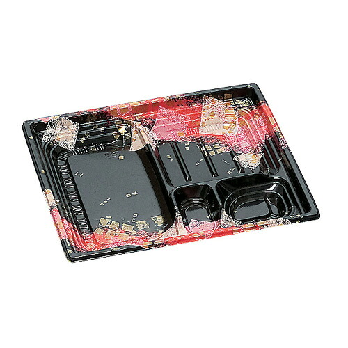 弁当容器 巧膳23-20-1H 華やぎ赤 600枚【返品不可商品】福助工業 0558494