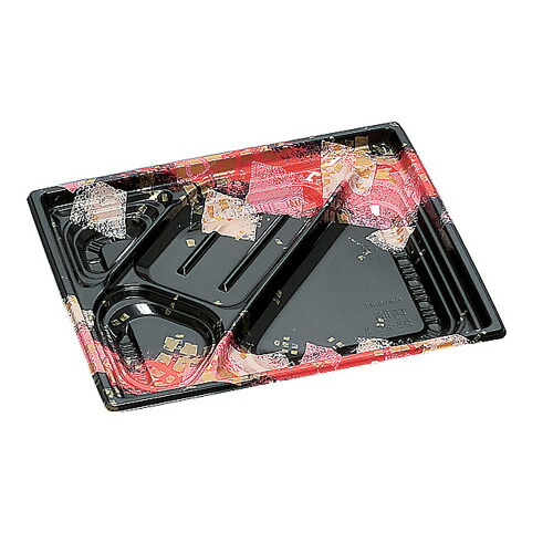 弁当入れもの 巧膳23-20-3H  華やぎ赤 600枚【返品不可商いもの】福助工業 0558516