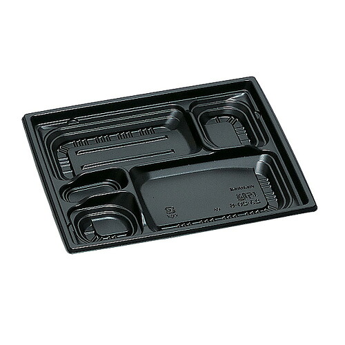 弁当容器 巧膳23-20-6H 黒 600枚【返品不可商品】福助工業 0546062