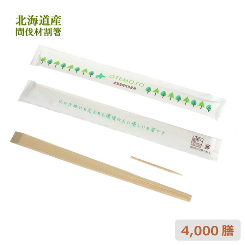 紙立ちふさがる トド松箸 虚抜く材の森(白)楊枝入 4000膳