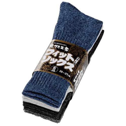 川西工業 6125のびのびソックス 先丸（杢色アソート）200足（5足組&times;40束）｜ディスカウント　みやこ