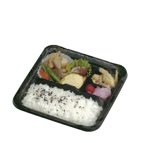 使い捨て 弁当容器 電子レンジ対応(RP-1-1H 黒E) 600枚【返品不可商品】福助工業 0740705