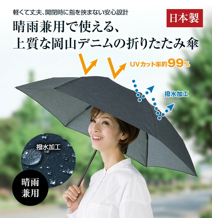 晴雨兼用国産岡山デニム折りたたみ傘 日本製 日傘 折りたたみ 軽量 日本製 丈夫 傘 日よけ 雨傘 日傘 シンプル おしゃれ カット 紫外線対策 折りたたみ傘 折り畳み傘 折傘 岡山デニム デニム 岡山デニム傘 デニム傘 コンパクト 晴雨兼用 メンズ日傘 レディース Kanal9tv Com