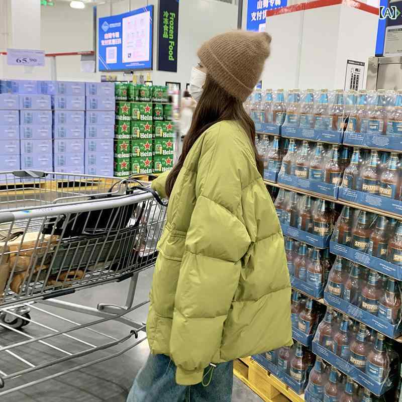 ダウンジャケット レディース 韓国風 白ダックダウン アウター 厚手 通勤 高見え 緑 グリーン S M L XL