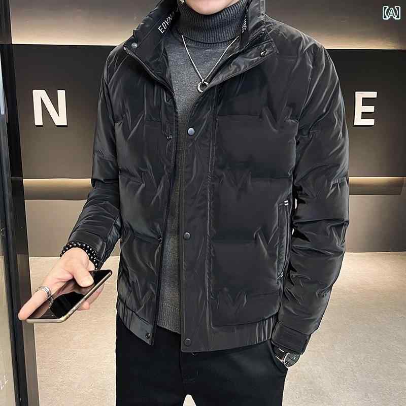 ダウンジャケット メンズ 厚手 防寒 男性用 アウター ショート丈 ファッション 秋冬 ブラック カーキ色 グリーン