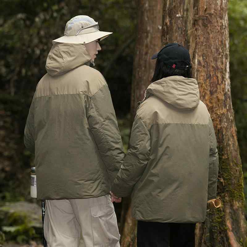 羽絨服 メンズ 防寒 雨合羽 防風 ボンネット付き添い人 白鴨絨 85% 生あたたかい ゆったり アウター 黒いこと カーキ 緑であること