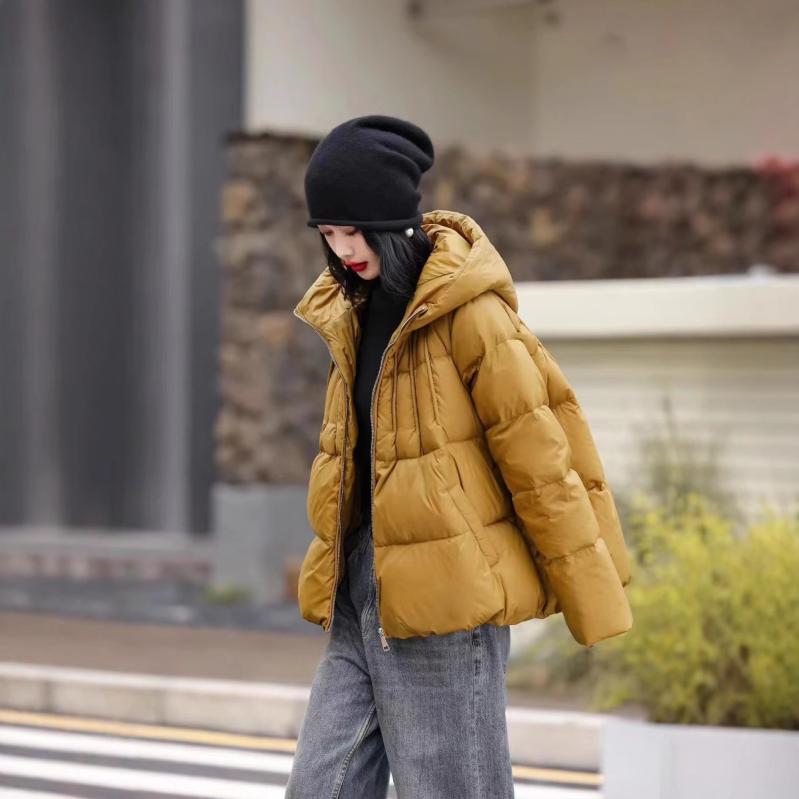 鳥毛 上衣 レディース ゆったり 心地よい 流行り物 生あたたかい 遊撃手丈 ボンネット付き添い人 ポリエステル 黒いこと カーキ 黄色 冬