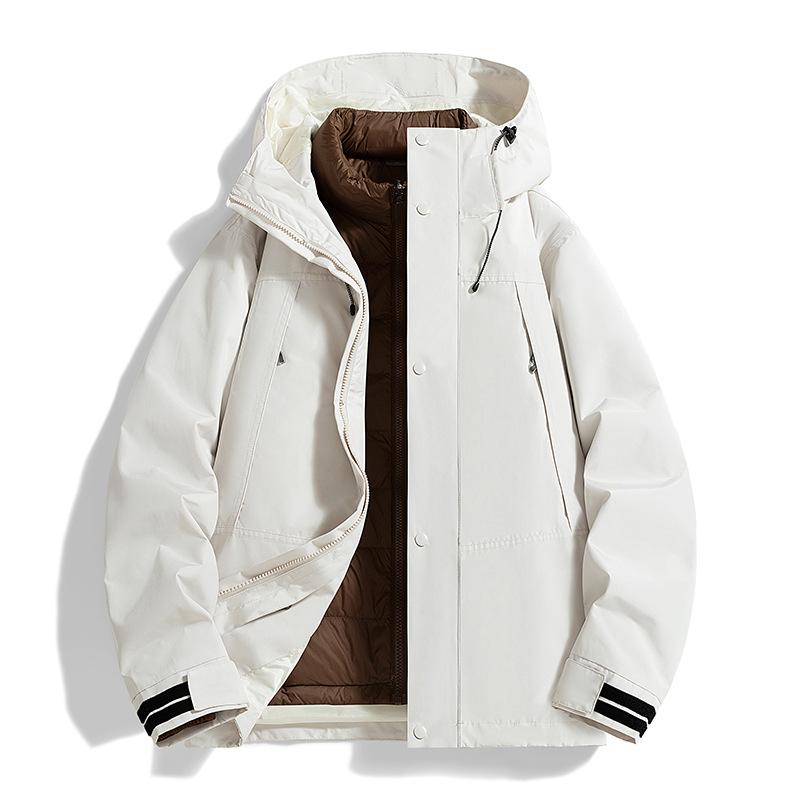 ダウンジャケット メンズ アウトドア 登山服 防寒 防水 防風 フード付き 白ダックダウン80% ポリエステル 冬 米白 黒 カーキ|イーマイショップ