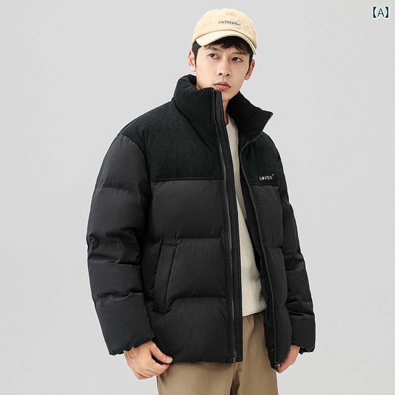 羽?服 男性用 短め 白ダックダウン ジャケット 冬 加厚 防寒 防水 防風 撥水 アウター 襟付き フード付き 黒 カーキ 緑