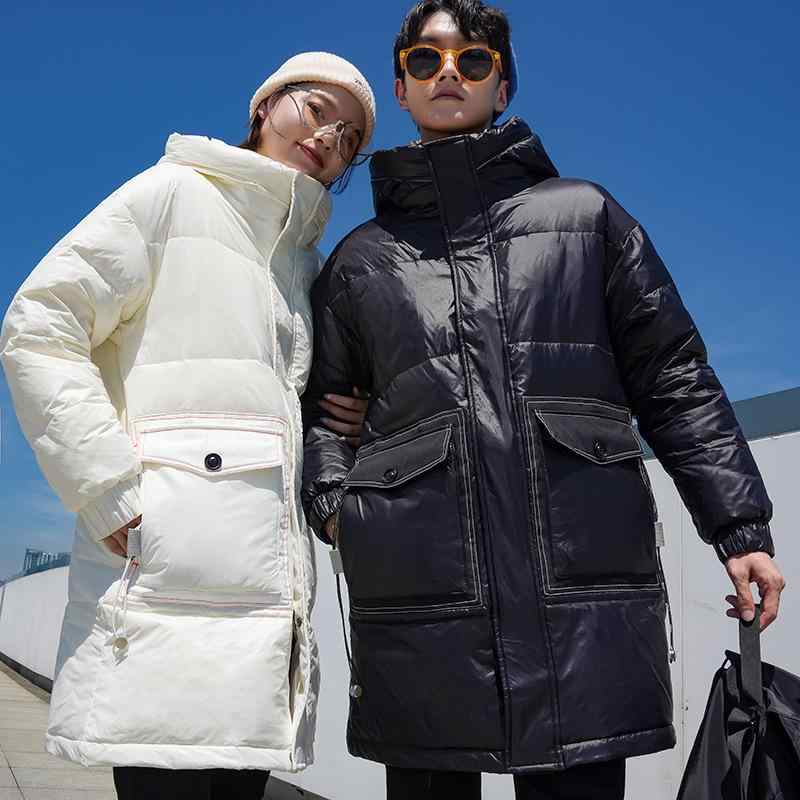 羽?服 メンズ 中綿入り ハーフコート フード付き 白ダックダウン アウター 厚手 防寒 アウトドア 暖かい 冬 ホワイト ブラック