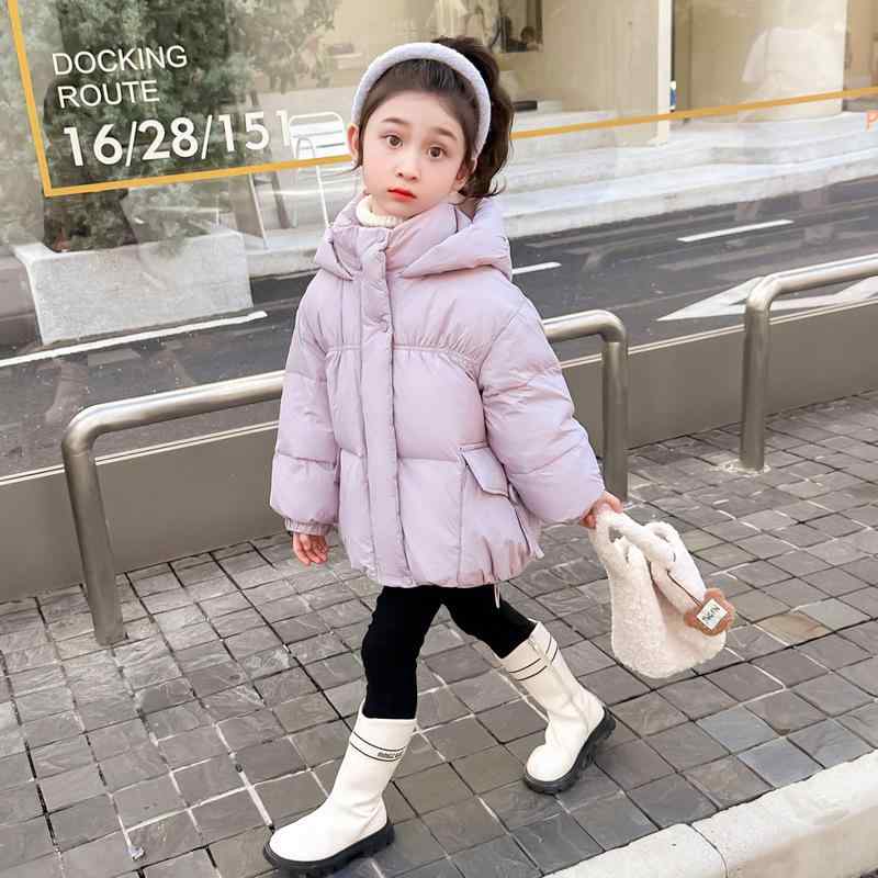 子供服 ガールズ ダウンジャケット 中綿入り コート 秋冬 アウター 女の子 ベビー服 冬服 厚手 防寒 撥水 パープル ブラック系|イーマイショップ