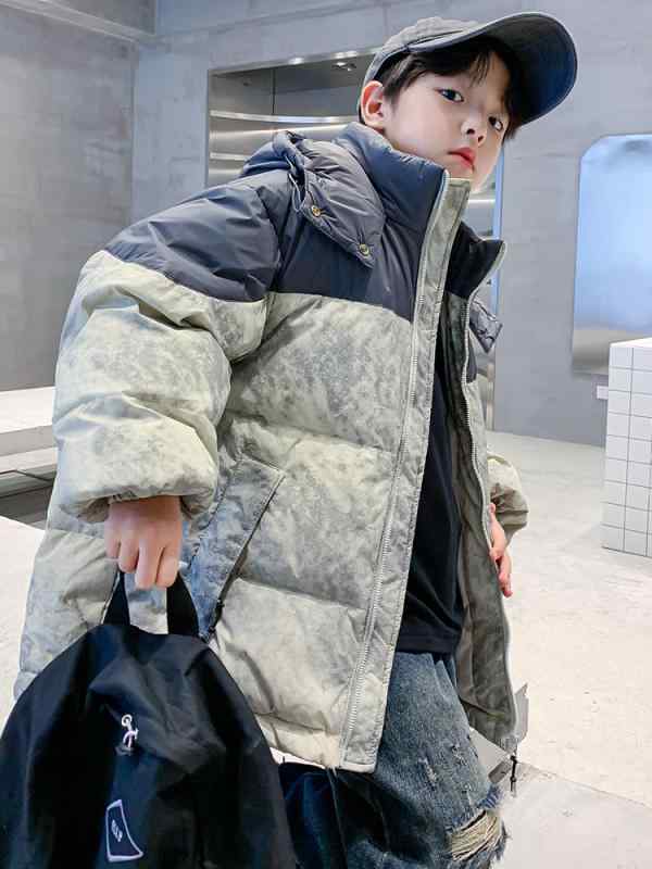 子供用 ダウンジャケット 冬季 中綿入り 防寒 白ダックダウン ゆったり おしゃれ アウター 男の子 ミドル丈 厚手 120cm 130cm 140cm 150cm 160cm 170cm