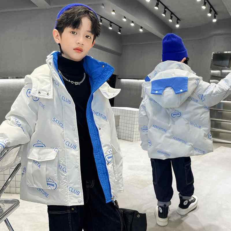 子供服 ダウンジャケット 男の子 中 крупный 子供用 取り外し可能 フード付き 厚手 防寒 アウター 120cm 130cm 140cm 150cm 160cm 170cm ブラック ホワイト ポリエステル