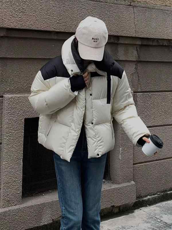 鳥毛 落ちこむ 上衣 レディース 韓国風 遊撃手丈 ゆったり 愛くるしげ アウター トップス 秋冬 黒いこと 象牙色 軽さ