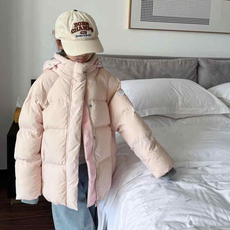 子供服 アウター 子供用 男女兼用 白ダックダウン ジャケット 厚手 防寒 ショート丈 ダウンジャケット ピンク ブラック 110cm 120cm 130cm 140cm 150cm 160cm