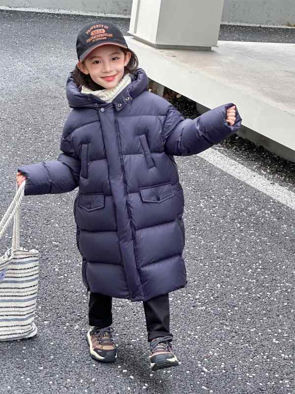 赤ちゃん服 落ち込む上衣 もの言う花 キッズ 男女兼用 ロング丈 朦々たる 防寒 アウター 撥水 紺色 110糎 120糎 130糎 140糎