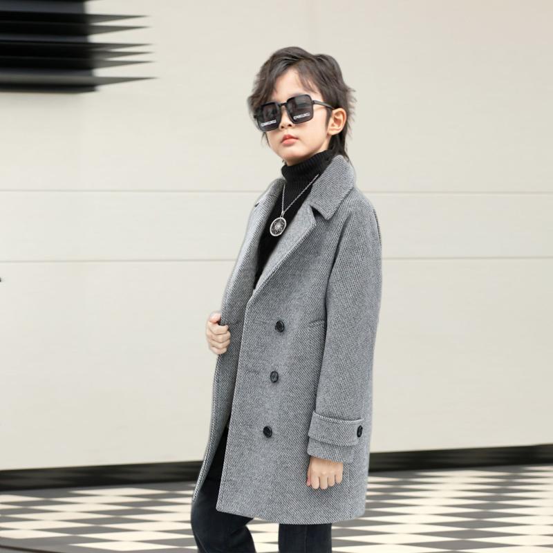 子供服 男の子 ウールコート 秋冬 韓国風 おしゃれ 暖かい ミドル丈 チェスターコート 子供 ウール アウター 上着 グレー キャメル ポリエステル