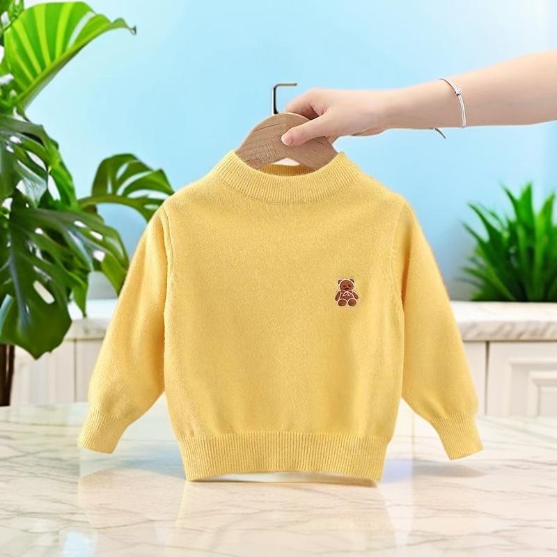 子供服 ニット セーター 秋冬 長袖 トップス カットソー かわいい クマ柄 丸首 90cm 100cm 110cm 120cm 130cm 140cm