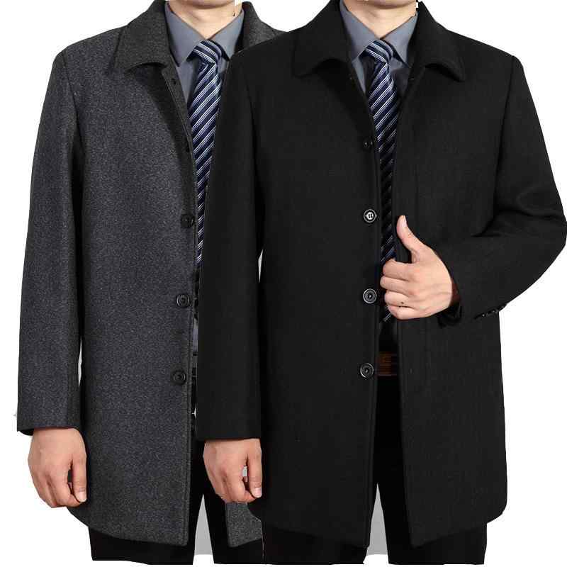 厚地の外套 メンズ 成人男性用 羊毛 中年 年がしら 商行為 朦々たる 秋冬 生あたたかい 防寒 薄墨色系 黒いこと系