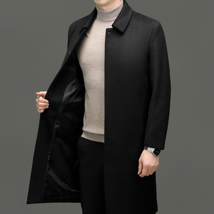 コート メンズ 男性用 ウールコート ロング丈 ミドル丈 秋冬 厚手 暖かい 紳士服 アウター ビジネス カジュアル おしゃれ ブラック 黒 グレー 灰色 M L XL 2XL 3XL 4XL｜イーマイショップ