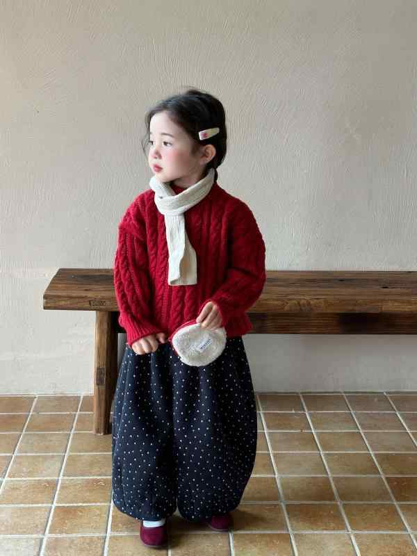 ニット・セーター キッズ 女の子 子供服 トップス 秋冬 韓国風 厚手 新年 レッド 赤色 90cm 100cm 110cm 120cm 130cm 140cm かわいい 普段着