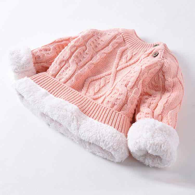 子供服 セーター 秋冬 ニット ベビー プリンセス かわいい 韓国風 トップス 肩ボタン 厚手 裏起毛 コットン 幼児 長袖 女の子 男の子 70 80 90 100