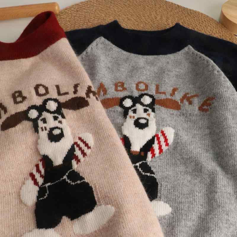 子供服 ニット セーター 男の子用 秋冬 厚手 丸首 プルオーバー トップス ニットセーター カシミヤ混紡 ボーイズ 暖かい 防寒 普段着 かわいい おしゃれ