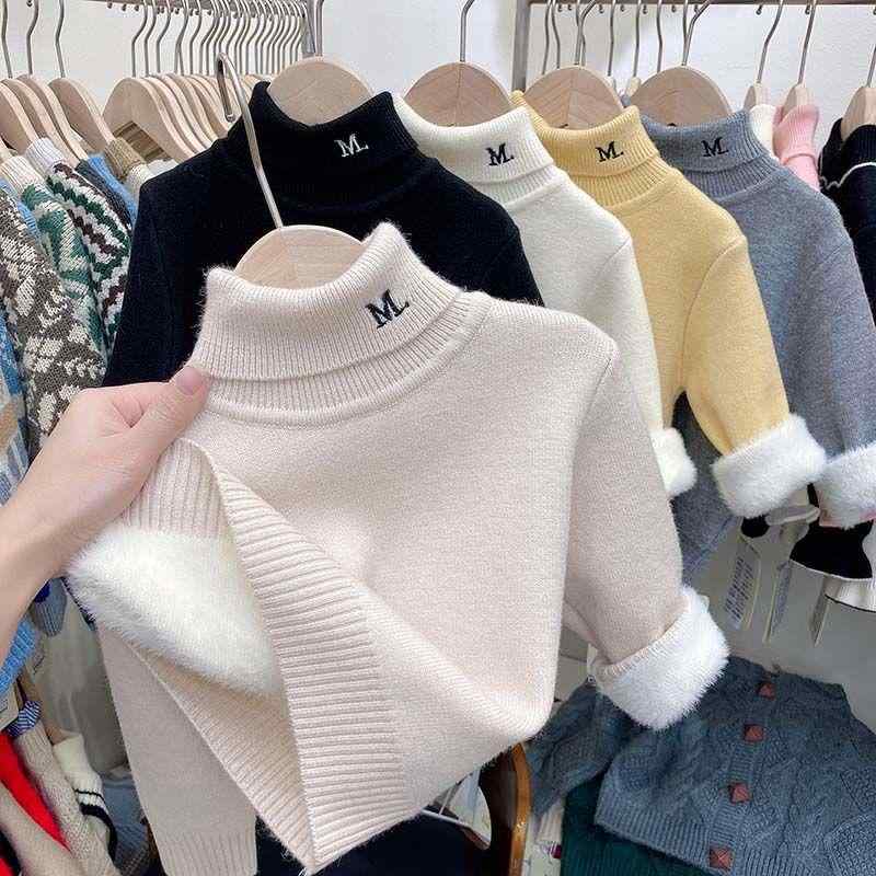 ニット 子供服 高品質 高襟 セーター 男女兼用 ベビー あったか 裏起毛 トップス 女の子 インナー 秋冬 防寒 杏色 グレー ブラック 4,606円