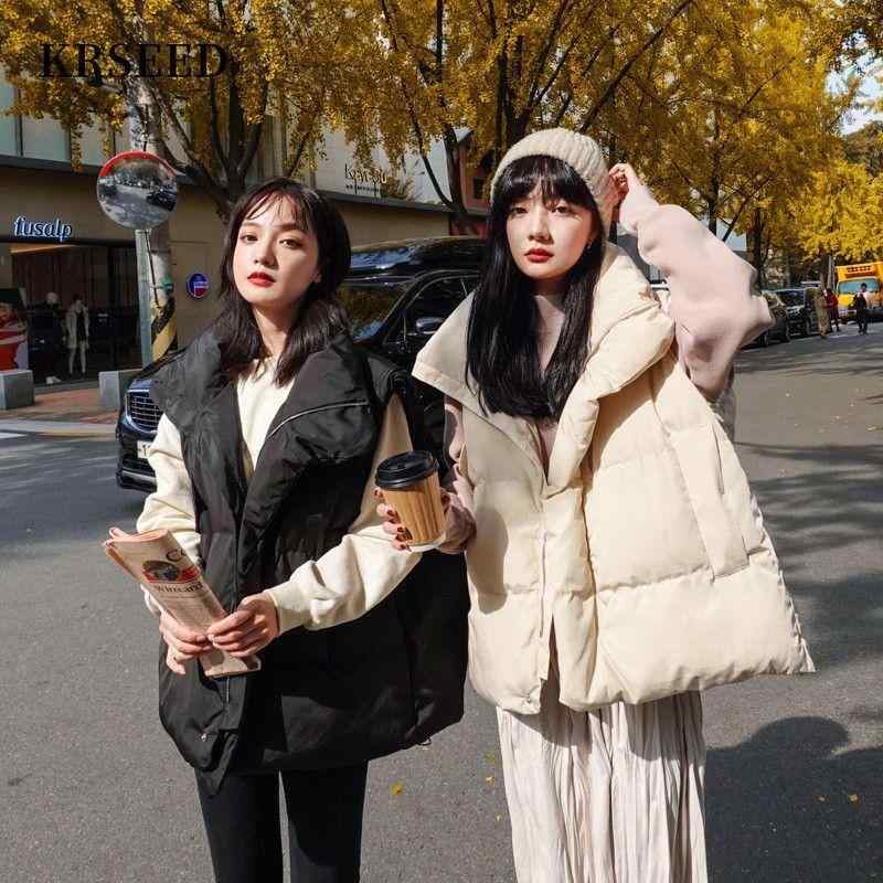 ベスト レディース 秋冬 韓国風 ショート丈 中綿ベスト ゆったり 立ち襟 チョッキ 重ね着 アウター カジュアル 通勤 ブラック ベージュ