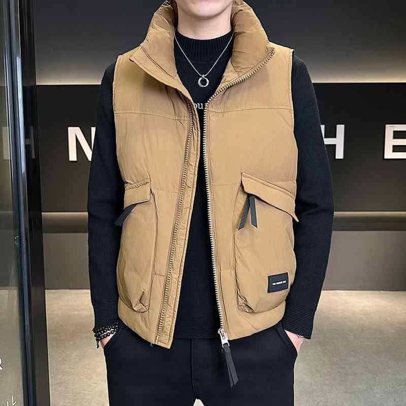 ダウンベスト 男性用 大きいサイズ ノースリーブ スタンドカラー キルティング ベスト 秋冬 ブラック 黒 ホワイト 白
