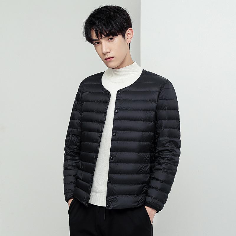 羽?服 メンズ 男性用 Vネック ラウンドネック 薄手 ショート丈 インナーダウン ウォームアップ 合体型 防寒 暖かい あったか 冬