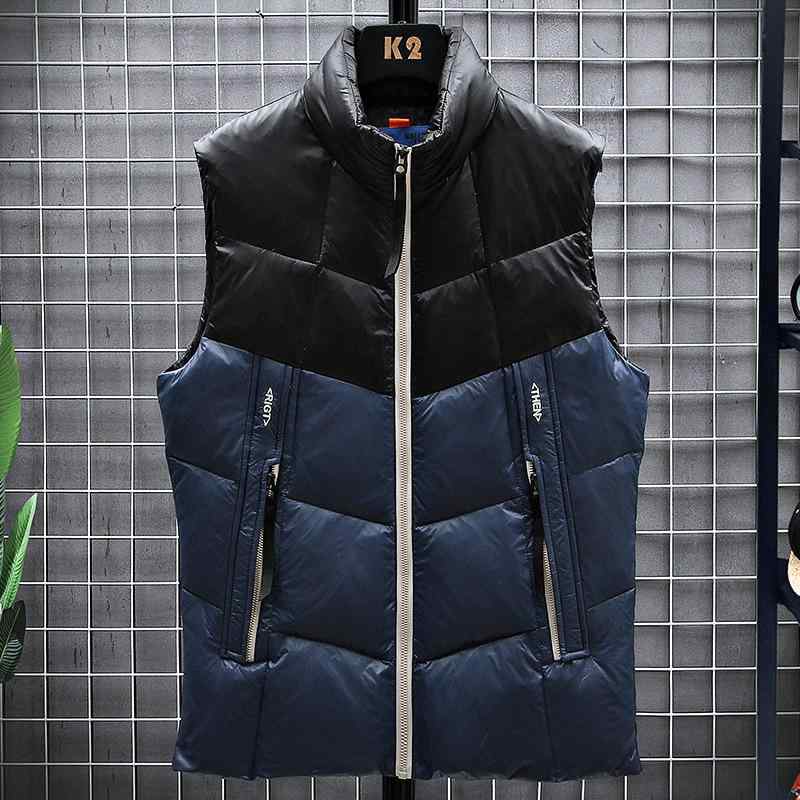 ダウンベスト メンズ 男性用 防寒ベスト ファッション カジュアル 90% ホワイトダックダウン 立襟 ワークウェア アウター 冬 無地 黒 ブラック グレー カーキ