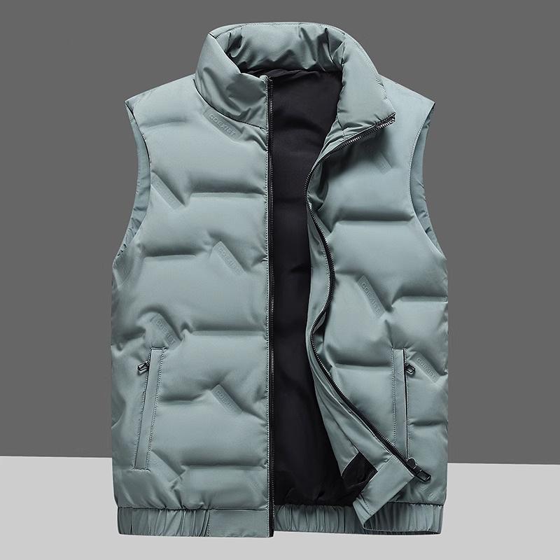 ダウンベスト 男性用 秋冬 暖かい 韓国風 ゆったり 防寒 厚手 襟付き 黒 緑 M L XL 2XL 3XL 4XL 5XL 6XL 7XL 8XL ポリエステル