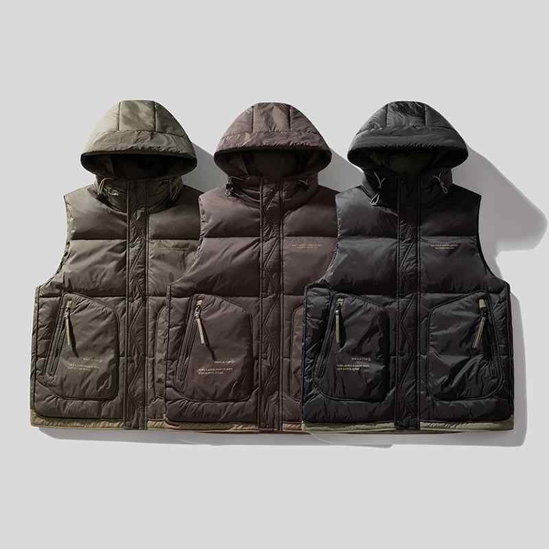 羽絨馬甲 メンズ 男性用 秋冬 厚手 防寒 チョッキ ワークウェア フードなし ポリエステル 黒 緑 紫 アウトドア 普段使い レイヤードスタイル