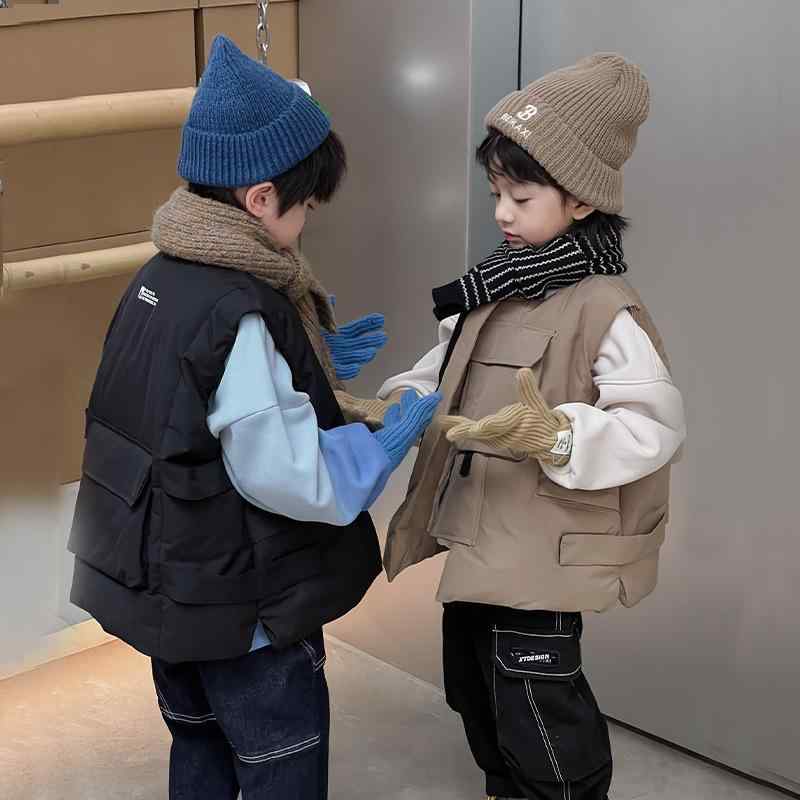 子供服 ベスト 男の子 ダウンベスト 春秋冬 中綿 防寒 暖か 無地 アウター ジャンパー チョッキ 羽織りもの ボーイズ キッズ トドラー おしゃれ