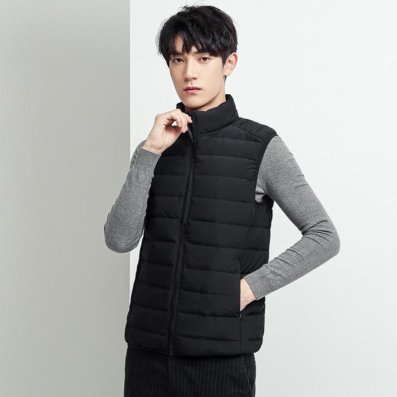 ダウンベスト 男性用 女性用 ライトダウン ショート丈 防寒 暖かい スタンドカラー チョッキ 上着 アウター ブラック グレー ネイビー ピンク アイボリー