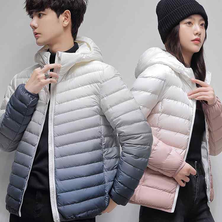 羽?服 メンズ 男性用 ライトダウン 防寒 90% ?? アウター ジャンパー ブルゾン 軽量 薄手 立ち襟 グラデーション 春秋